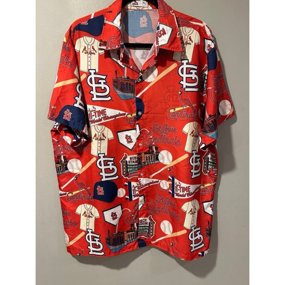 St Louis Cardinals Shirt Button Up MLB Baseball Mens XL